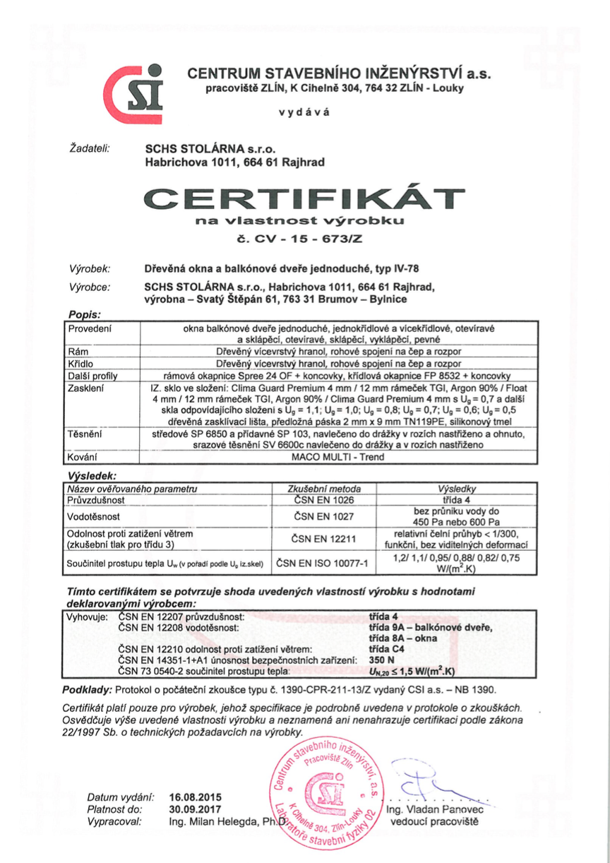 Certifikát IV78